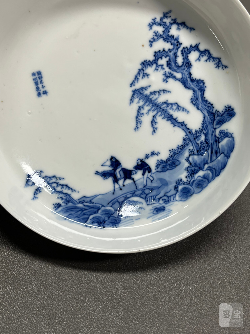 清光绪 青花“踏雪寻梅”图镗锣洗 - 图6